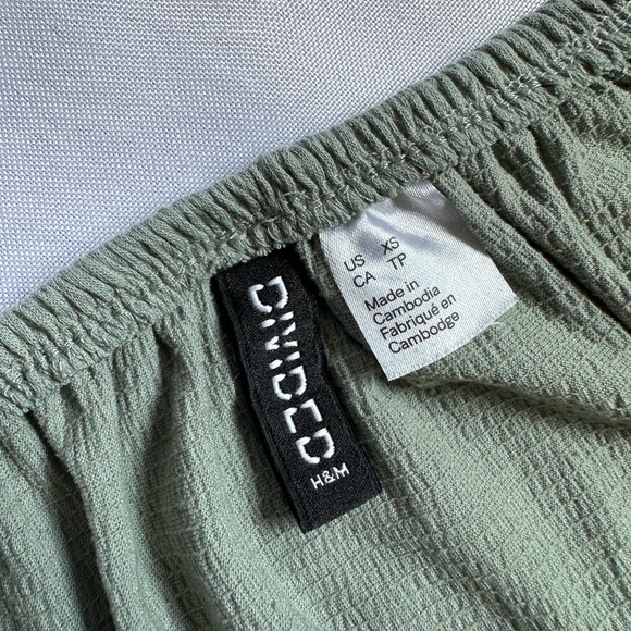 H&M Divided Sage Green Lace Crochet Tassel Babydoll Blouse Top - Picture 3 of 4